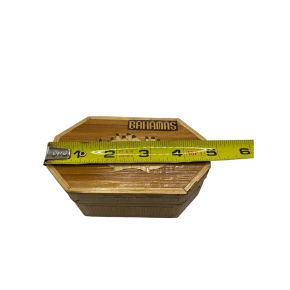 Handmade Octagonal Bahamas Wooden Trinket Jewelry Box /with lid. Lined Souvenir - Picture 9 of 10